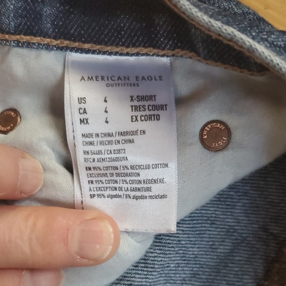 American Eagle Outfitters 4short Low Rise Baggy Straight Relaxed Fit Blue Jeans - Picture 4 of 10